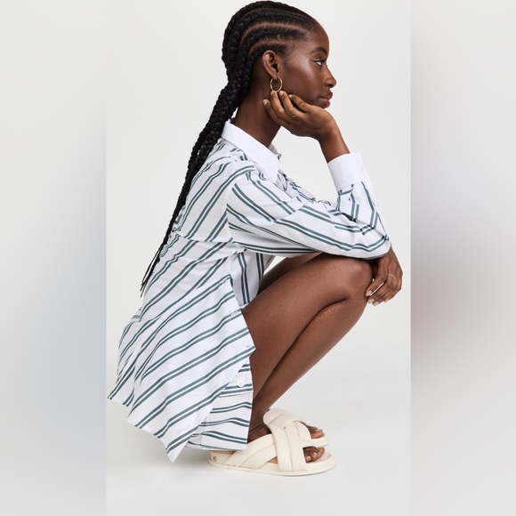 NWOT 3.1 PHILLIP LIM Asymmetric striped cotton-blend poplin shirt size 4 - Picture 3 of 8